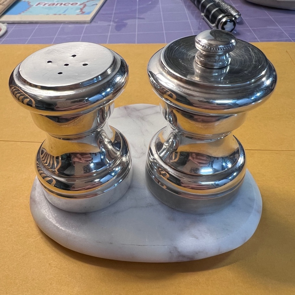 Antique Currier & Roby Sterling Silver Salt & Pepper Set | Italian Tre Spade